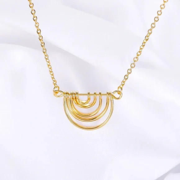 COPY - Gold multi layered half circle pendant necklace - Picture 2 of 5